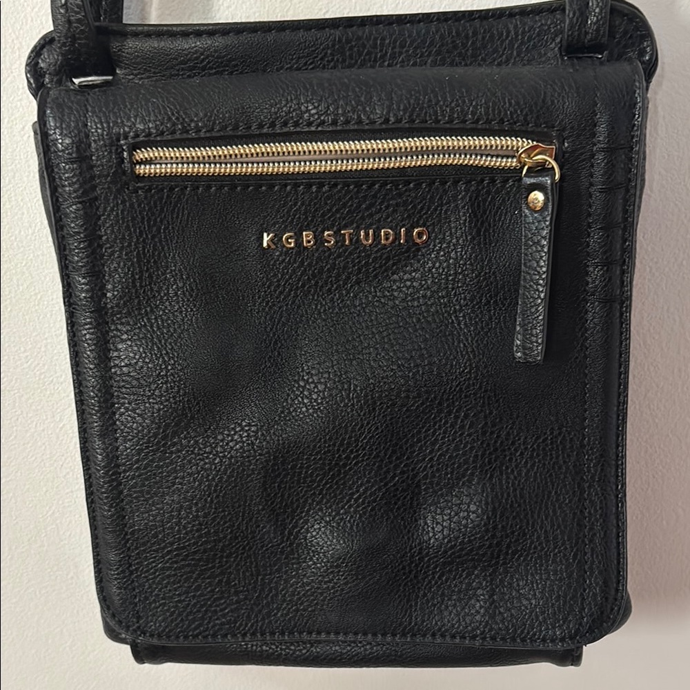 KGB Studio Black Leather Crossbody Bag